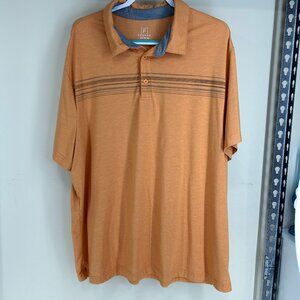 George Orange chest stripe short sleeve polo golf shirt Mens Sz XXL Knit Soft
